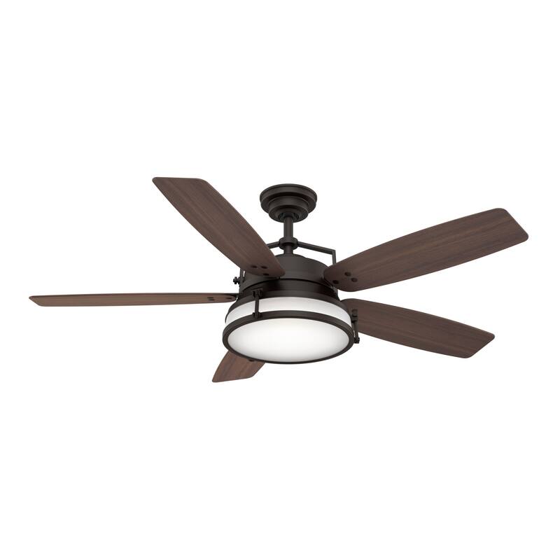 Casablanca 56" Caneel Bay Outdoor Ceiling Fan w/LED Light, Wall Control - Nautical, Industrial, Droop-Free Blades!