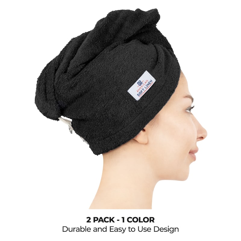 American Soft Linen 100% Cotton Hair Drying Towels for Women, Cotton Hair Turban Turkish Towel Wrap, Head Towel Cap for Hairs