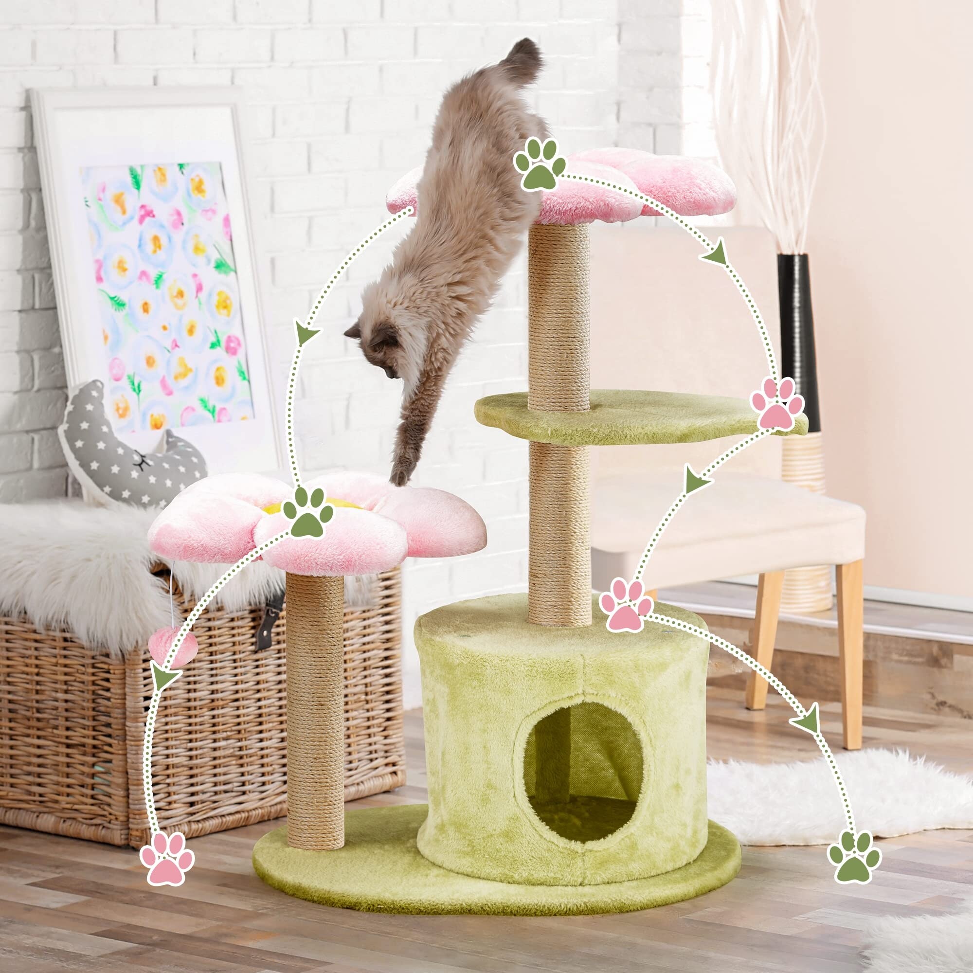Cat Tree for Indoor Cats Modern Cat Toys with Sisal Surfaces and Interactive Swing Ball Multi functional Cat Tower On Sale Bed Bath Beyond 38933041