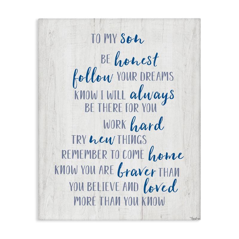 Stupell To My Son Positive Parent Canvas Wall Art Design By Gigi Louise - 24 x 30