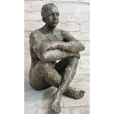 Tribute To Dali Man With Poker Outfit Bronze Sculpture Statue