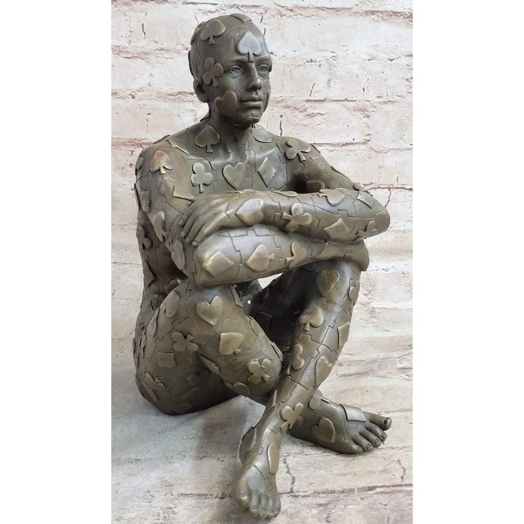 Tribute To Dali Man With Poker Outfit Bronze Sculpture Statue