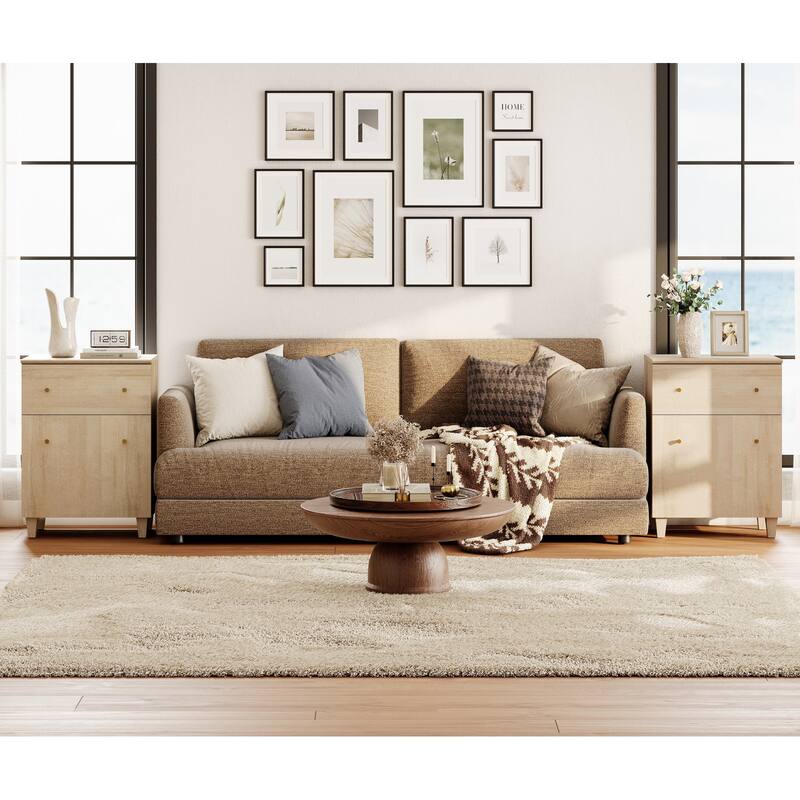 Large End Table with Drawer and Door for Living Room