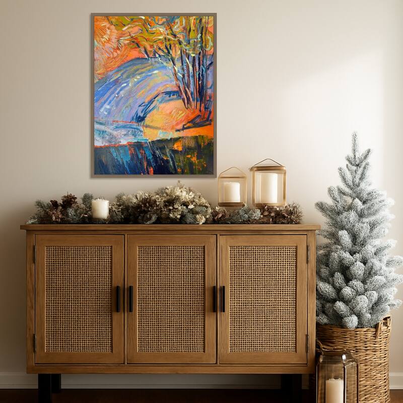 Cadmium Winter Solstice III by Dorothy Fagan (23 x 30 in.), Framed Canvas Wall Art Print - Sylvie Dark Gold