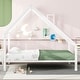 preview thumbnail 1 of 31, Metal House Platform Bed with Roof and Chimney, Montessori Bed Frame White - Twin