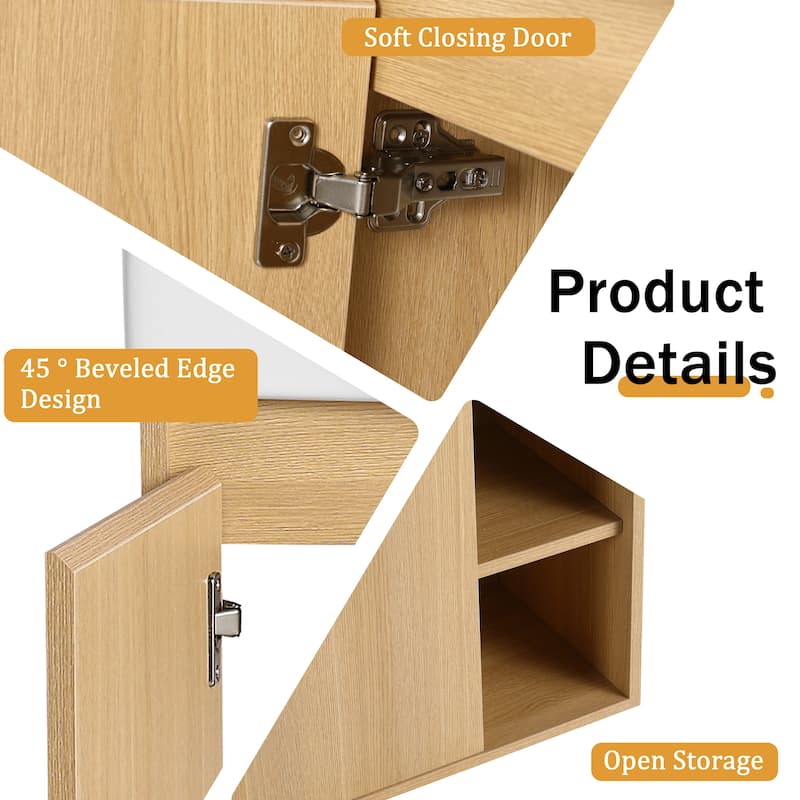 Malwee 24"/28" Floating Bathroom Vanity,Wall Mounted Bathroom Vanity with Ceramic Sink and Soft Close Door