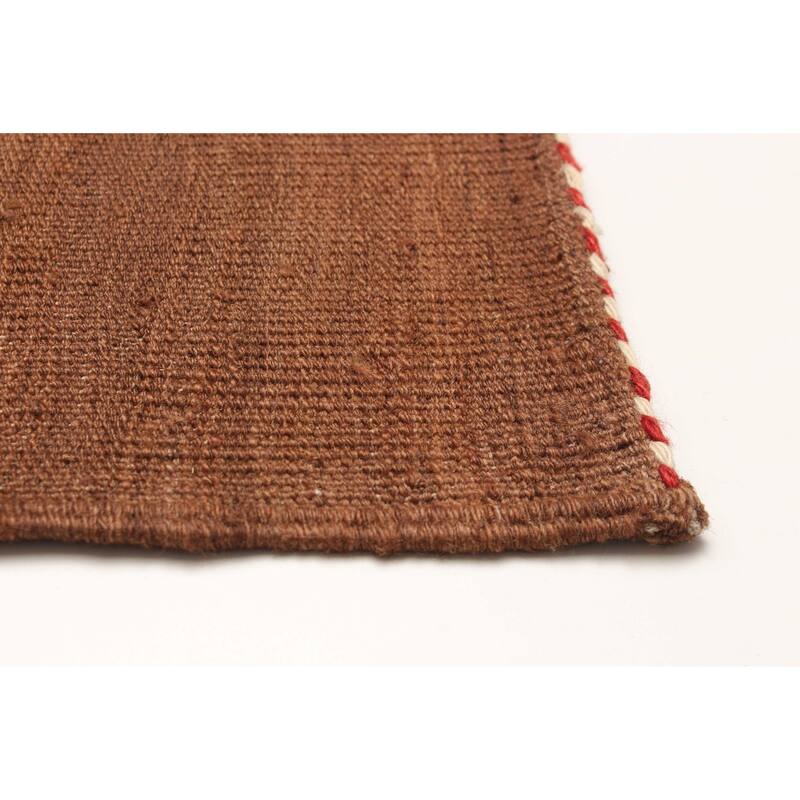 ECARPETGALLERY Flat-Weave Ankara FW Brown Wool Kilim - 7'0 x 9'10