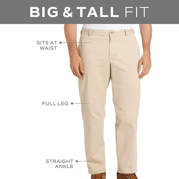 izod big & tall sportflex waistband stretch flat front chino pant
