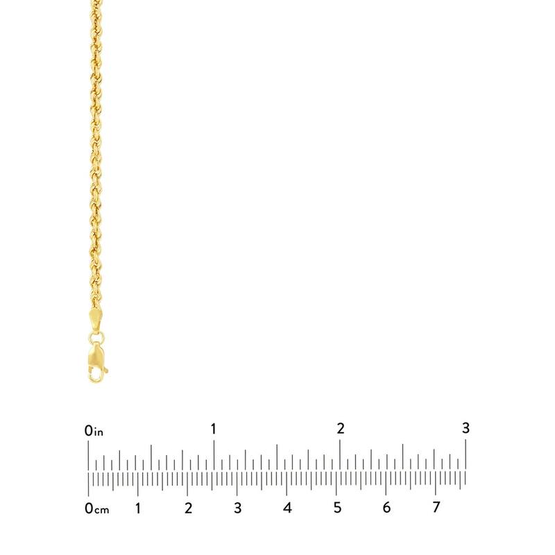 Curata 14k Yellow Gold 2.9mm Hollow Rope Chain Necklace (Lobster)
