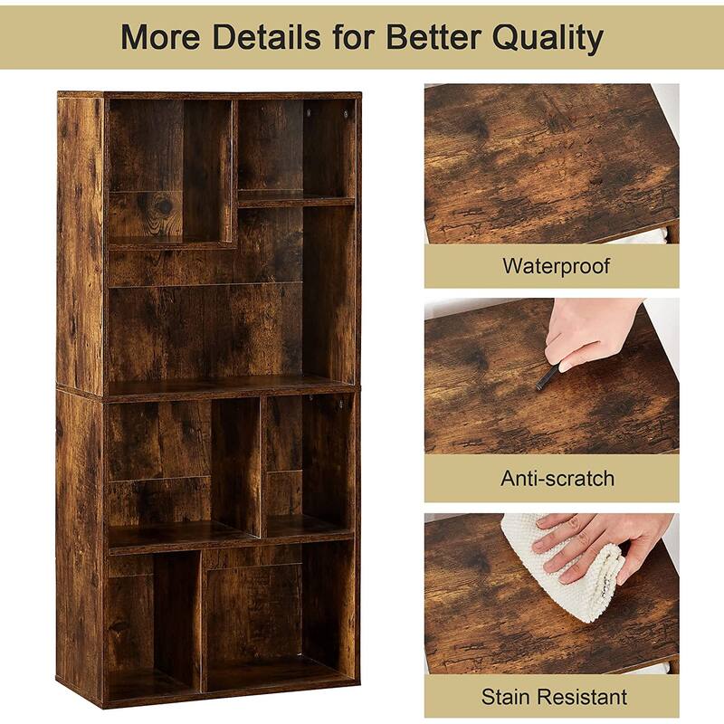 Javlergo 4-Tier Bookcase with Storage Shelves, Modern Home Office Bookshelf, Vertical or Horizontal