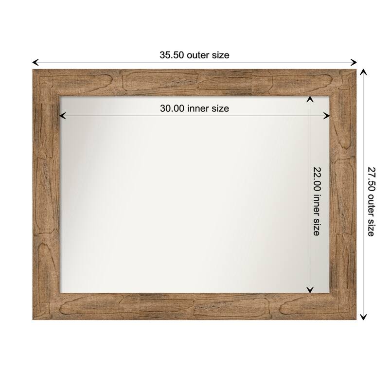 Owl Brown Framed Non-Beveled Custom Wall Mirror, Bathroom Vanity Mirror - Outer Size: 35.5 x 27.5
