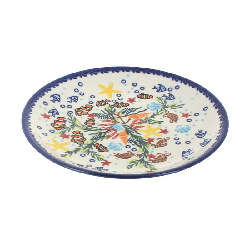 Blue Rose Polish Pottery Vena Dessert Plate - Atlantis