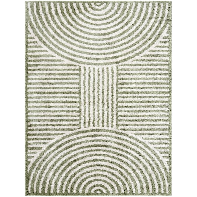 Livabliss Fossay Shag Modern & Contemporary Stripe Washable Area Rug