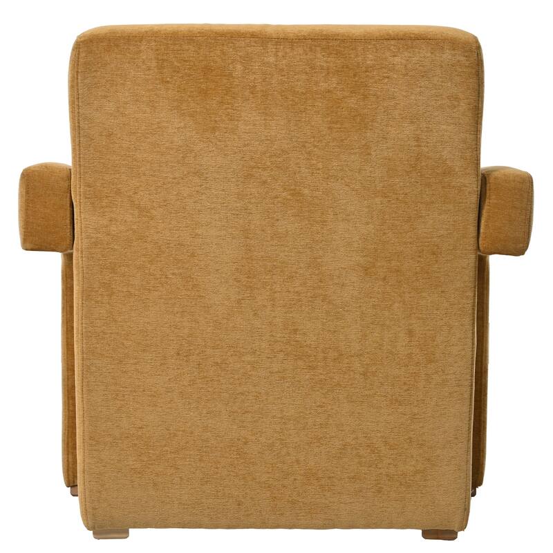 Boucle Fabric Accent Chair Set of 2 with Right-Angle Armrests, Ergonomic Lumbar Support, and Square Wooden Legs