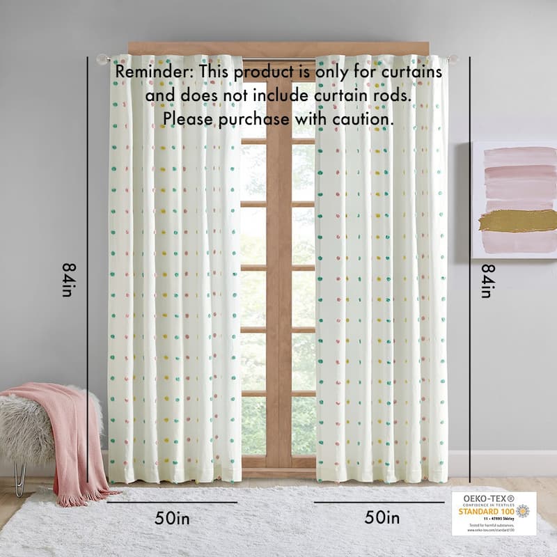 Cotton Jacquard Pom Pom Curtain Panel(Only 1 Pc Panel) - Multi