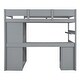 preview thumbnail 24 of 32, Full Size Wooden Loft Bed with Wardrobe, Desk, Drawers, Shelves for Bedroom