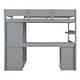 preview thumbnail 6 of 14, Gray Full Size Wooden Loft Bed with Wardrobe, Desk, and Shelves