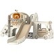 preview thumbnail 1 of 9, 9 in 1 Toddler Slide, Car Themed Baby Slide with Basketball Hoop, Climber, Storage Space, Ring Toss, Telescope, Tunnel Cream White