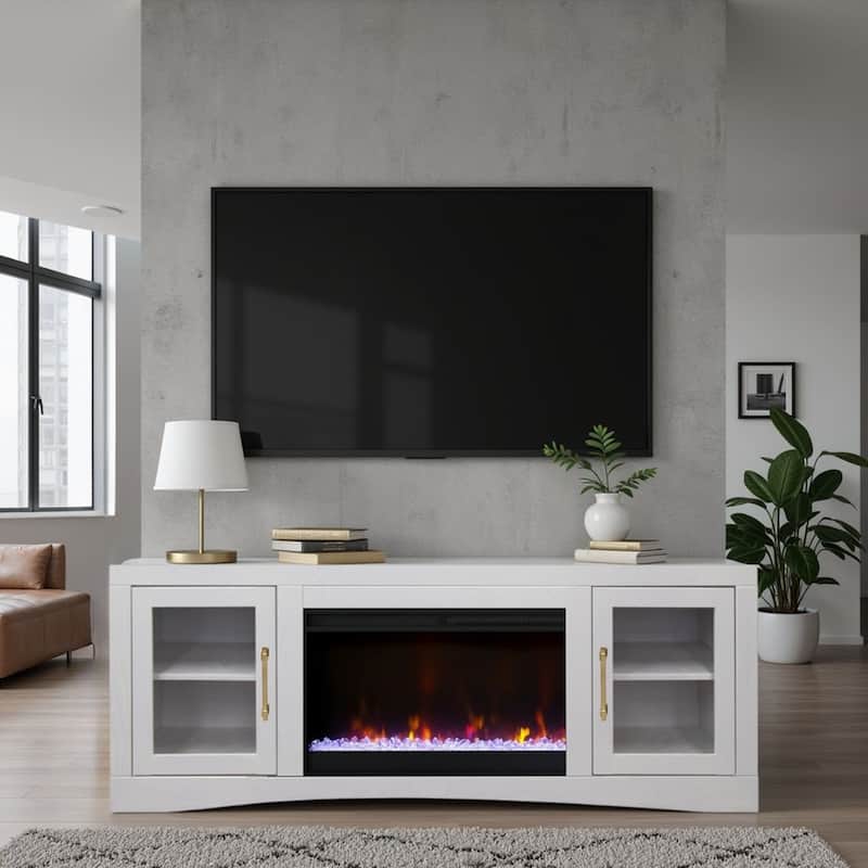 Bridgevine Home Heritage 65 inch Fireplace TV Stand, for TVs up to 75 inches