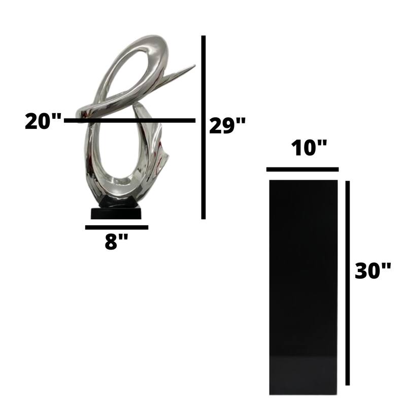 Finesse Decor Fluid Abstract Sculpture with Black Base
