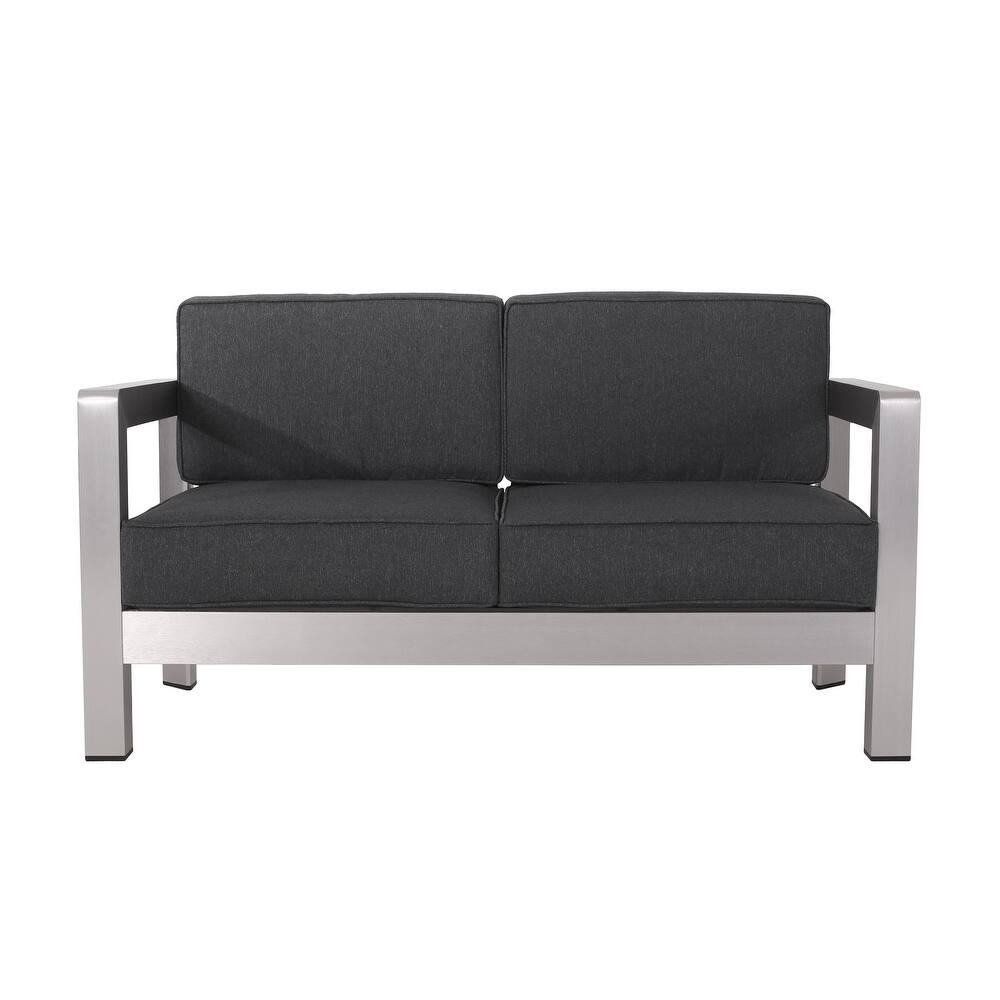 Aviara Outdoor Aluminum Loveseat with Cushions by Christopher Knight Home