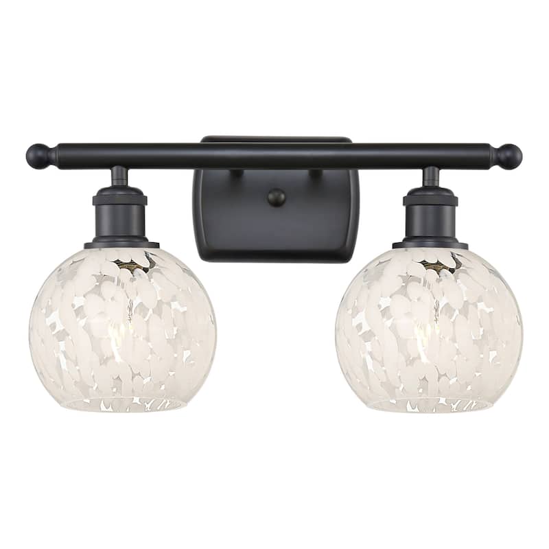 Innovations Lighting 516-2W-9-16 White Mouchette Vanity White - Matte Black / White Mouchette
