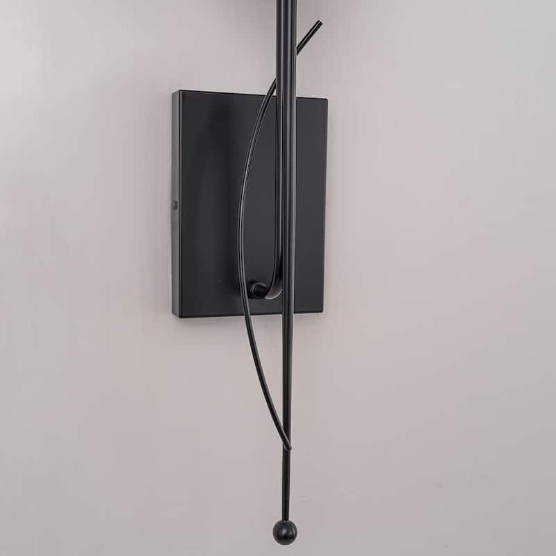 1-Light Matte Black Metal Wall Sconce Cone-Shaped Beige Linen Shade