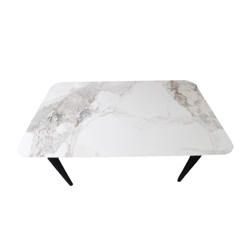 Sintered Stone Dining Table for 6, Rectangular Dining Table with Legs