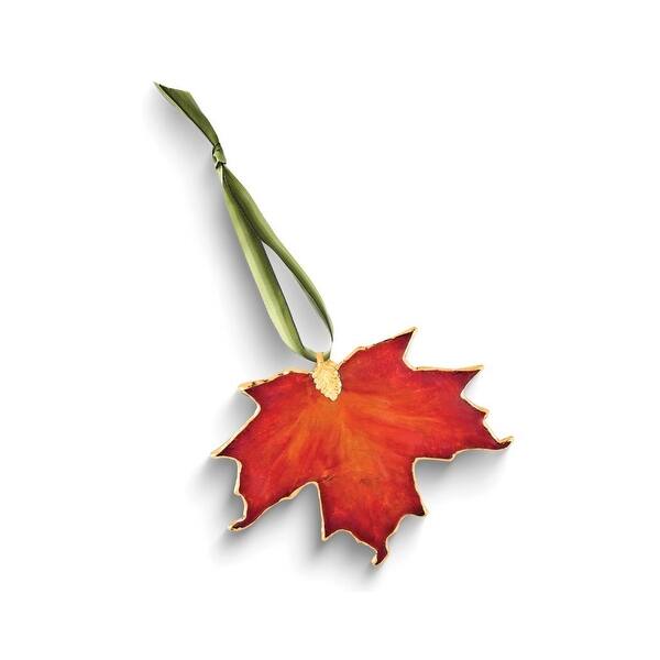 Curata Lacquer Dipped 24k Trim Orange Sugar Maple Decorative Real Leaf ...