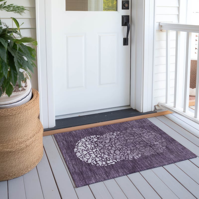 Machine Washable Indoor/ Outdoor Chantille Modern Mosaic Rug