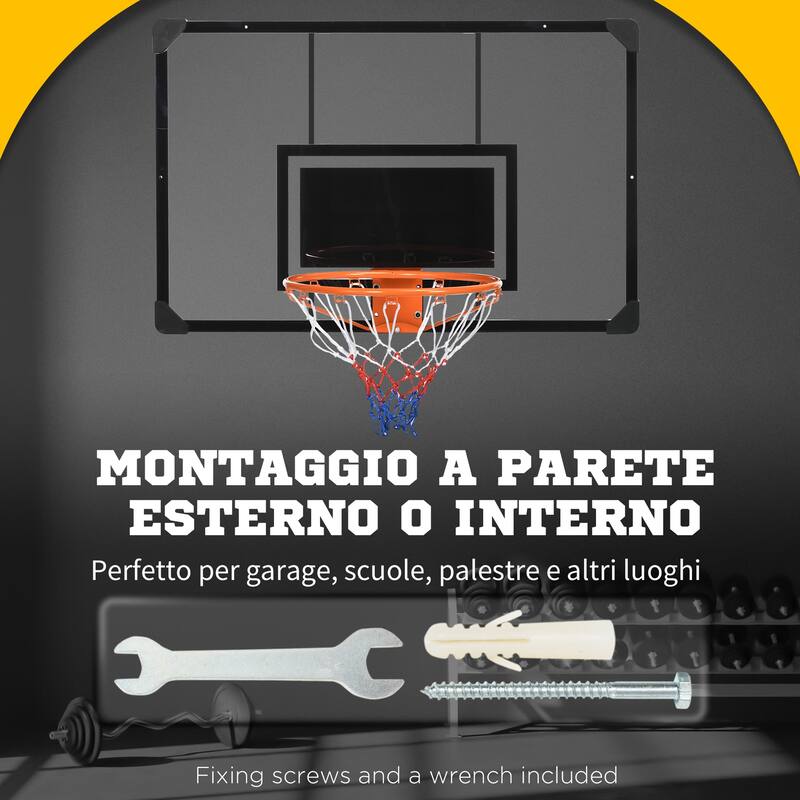 Soozier Wall Mounted Basketball Hoop, Mini Hoop with 45'' x 29'' Shatter Proof Backboard, Durable Rim and All-Weather Net