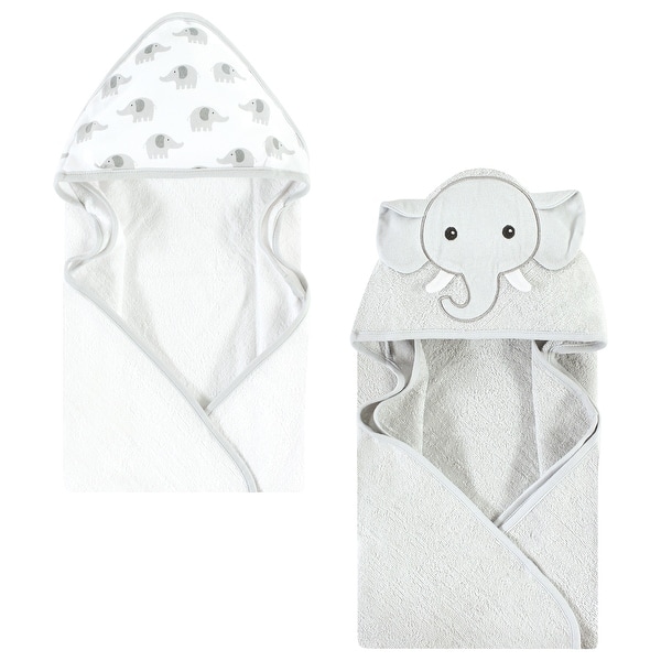 slide 1 of 1, Hudson Baby Cotton Animal Face Hooded Towel, Gray Elephant, One Size - Gray Elephant - One Size One Size - Gray Elephant
