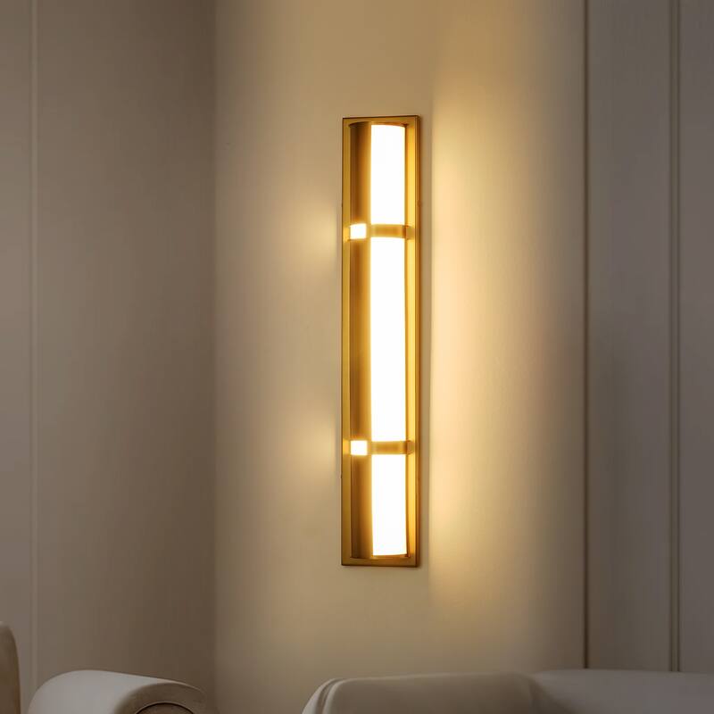 26" Modern Black/Gold LED Wall Sconce - 11W 3000K Warm Light, Linear Fixture for Bedroom & Hallway
