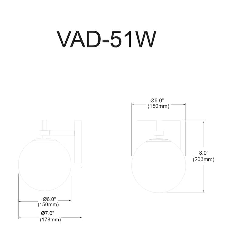 Wall Sconce Lighting 1 Light - Matte Black & Aged Brass Finish - 2