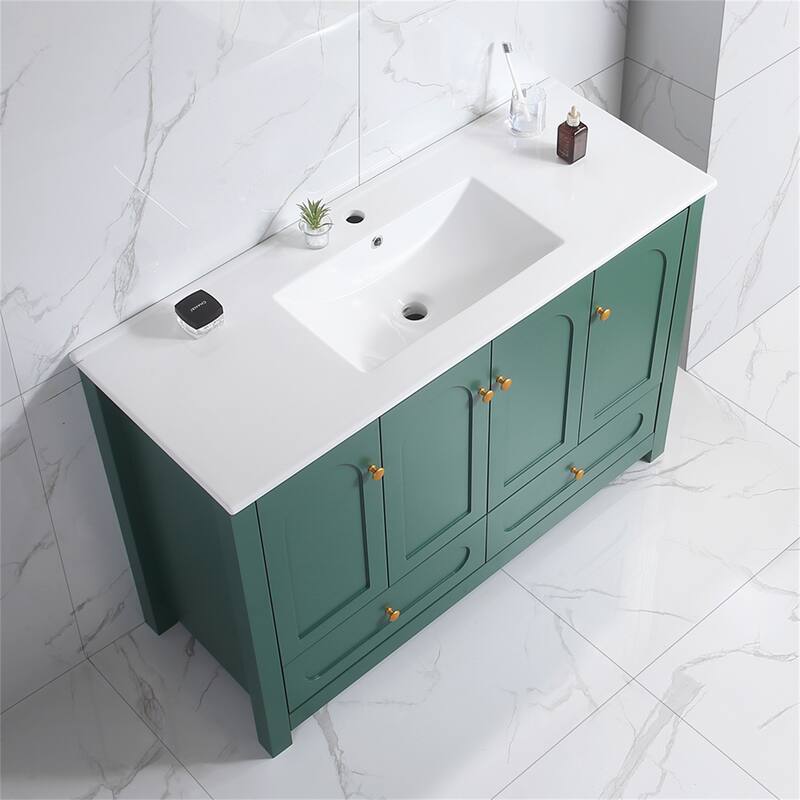 48" Green Bathroom Vanity with Ceramic Sink Combo