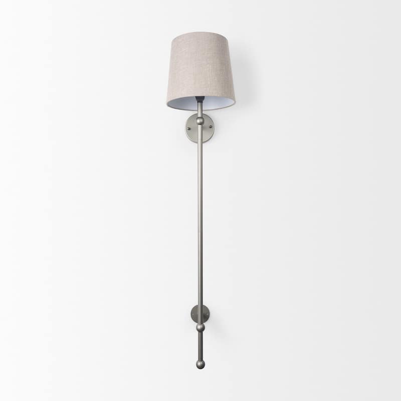 Chester Grey Metal & Beige Fabric Shade Wall Sconce