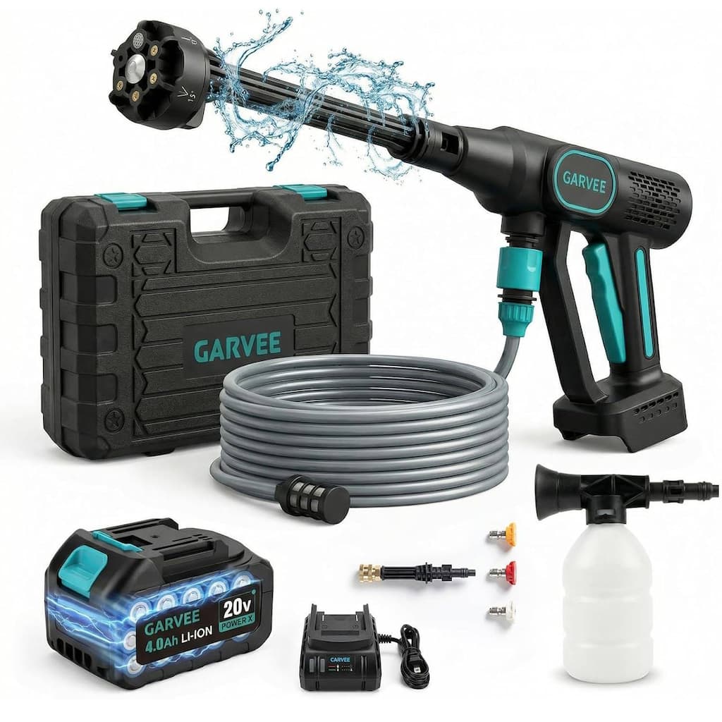 Portable Handheld Cleaner, Cordless Pressure Washer with 6-in-1 Nozzle, 26FT High-Elastic Hose