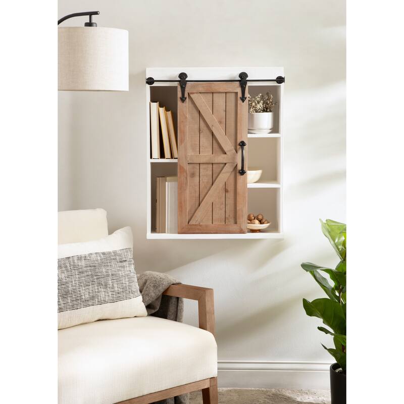 Kate and Laurel Cates Decorative Wood Cabinet with Sliding Barn Door - 22x28