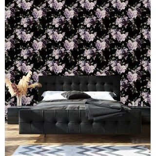 Dark Wallpaper with Peonies Peel and Stick and Prepasted - Bed Bath ...