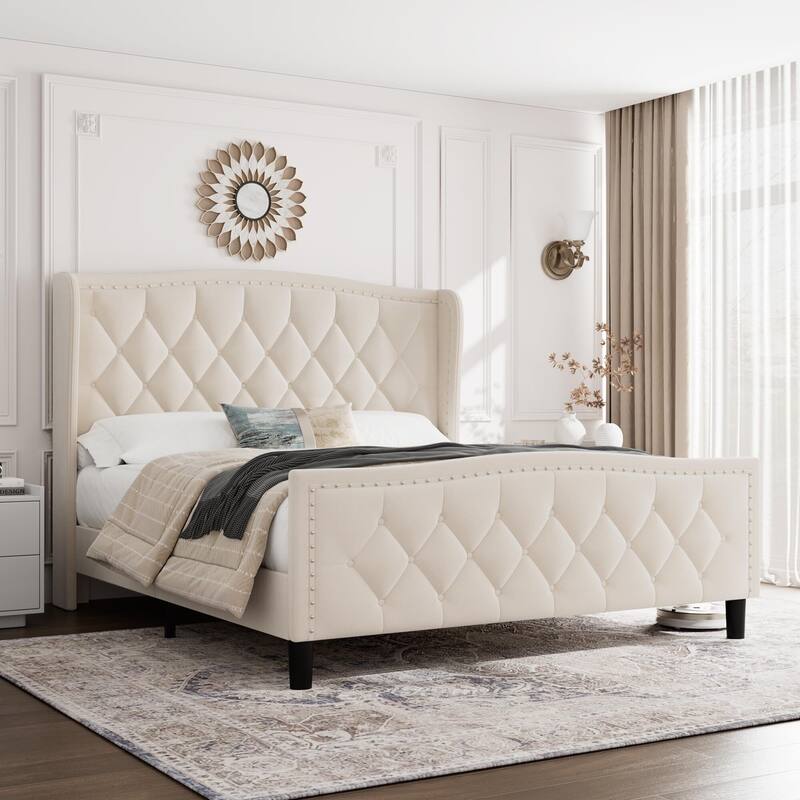 Bed Frame with 4 Storage Drawers and Headboard