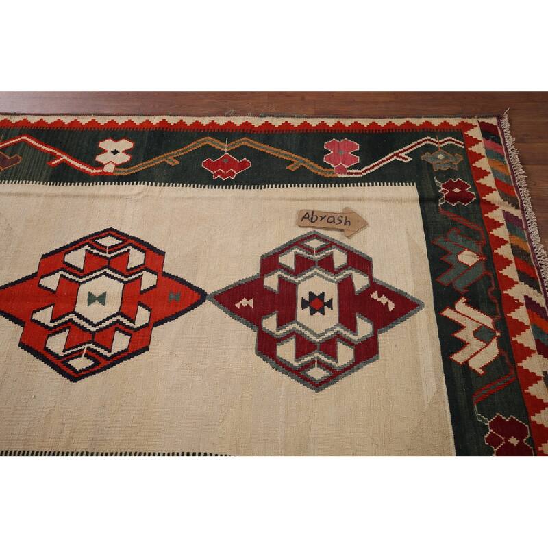 Nomadic Kilim Persian Vintage Area Rug Hand-Woven Wool Carpet - 4'2"x 7'11"