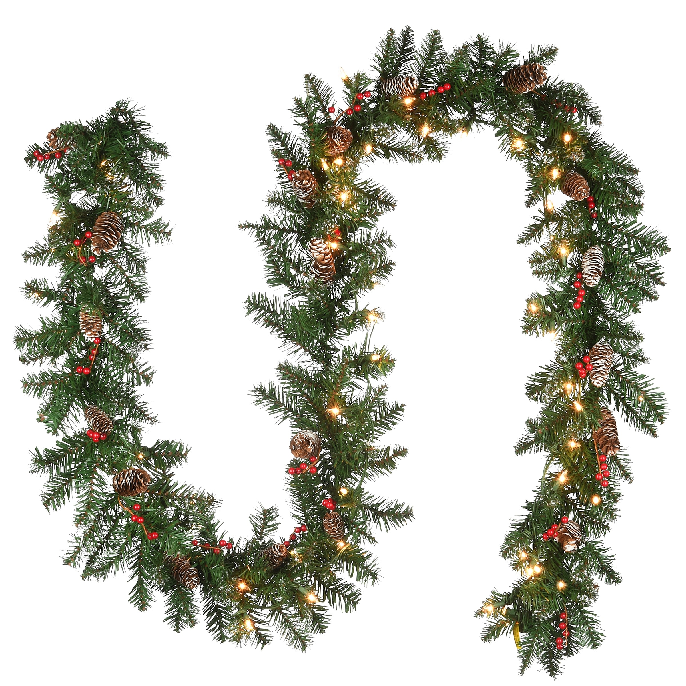 National Tree Company 9' x 10" Glittery Mountain Spruce Garland 50 Clear Lights - 9 ft