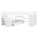 preview thumbnail 42 of 43, Twin-Twin over Full L-Shaped Bunk Bed with 3 Drawers, Portable Desk, Wardrobe, Guardrails & Solid Pine Frame, Grey