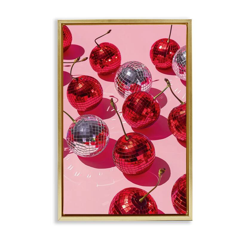 Stupell Cherry Picked Disco Framed Floater Canvas Wall Art Design By LSR Design Studio - 17 x 25 - Gold