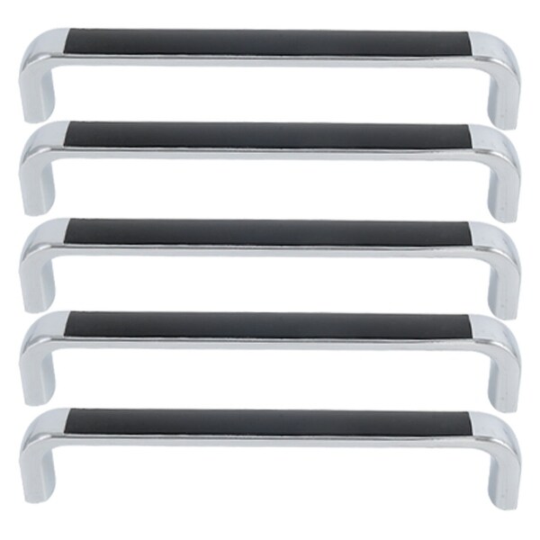 5pcs Cabinet Handles Drawer Pulls 5" Hole Center Zinc Alloy Plating for Cupboard Wardrobe Dresser Door Replacement, Black
