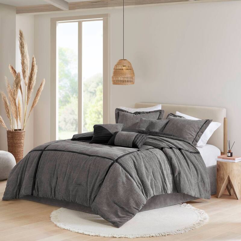 GDF Studio - Dallas 7-Piece Micro Corduroy Comforter Set