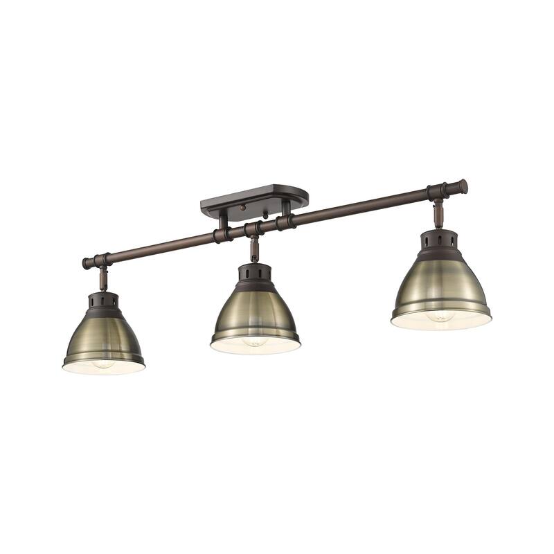 Yep by Golden Lighting Duncan 3-light Semi-Flush Mount in Rubbed Bronze and Aged Brass shade