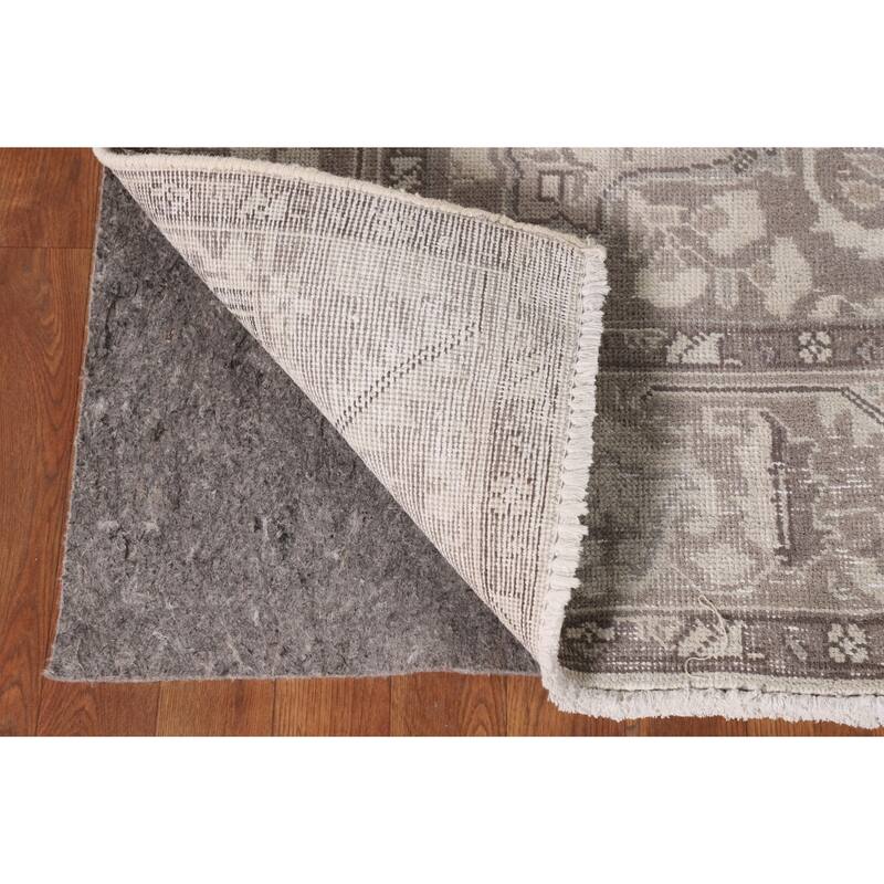 Distressed Tabriz Persian Vintage Area Rug Handmade Beige Wool Carpet - 6'7" x 9'6"