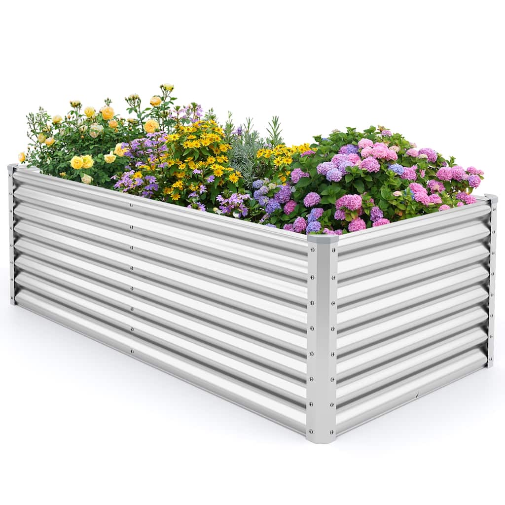 Gymax Raised Garden Bed Large Metal Planter Box Kit for Vegetable Herb