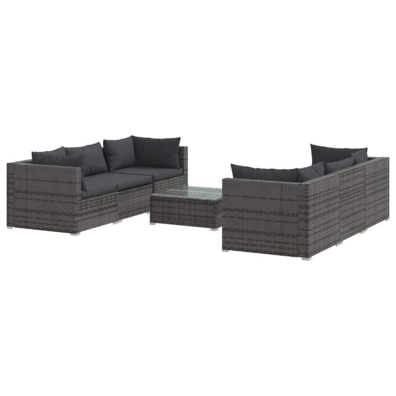 vidaXL Patio Lounge Set Outdoor Sectional Sofa Set Table Garden Poly Rattan